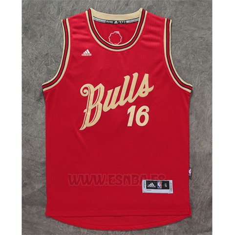 Camiseta Navidad 2015 Chicago Bulls Pau Gasol #16 Rojo